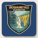 Snoqualmie Falls Washington Waterfall Vintage  Coaster<br><div class="desc">Snoqualmie Falls vector art design. Located east of Seattle on the Snoqualmie River between Snoqualmie and Fall City,  Washington. It is one of Washington's most popular scenic attractions.</div>