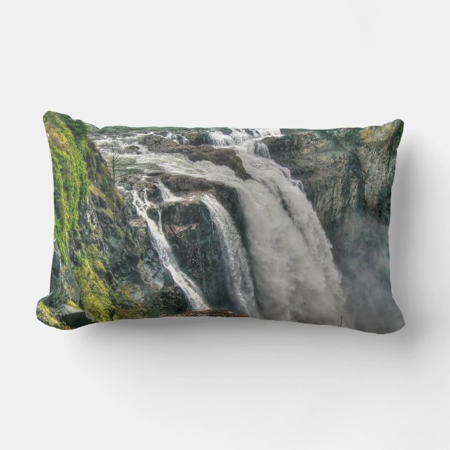Snoqualmie River Falls Washington, US Nature Photo Lumbar Cushion (Front)