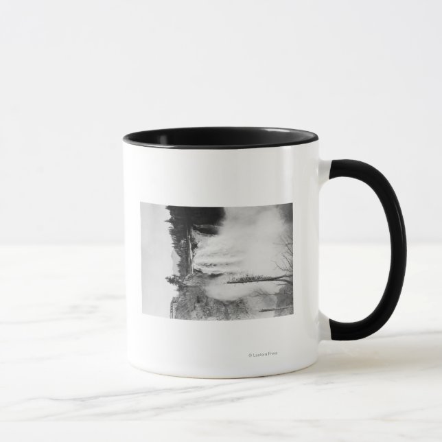 Snoqualmie, WA - Falls and Lodge Photograph Mug (Right)