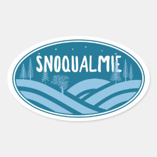 Snoqualmie Washington Outdoors Oval Sticker