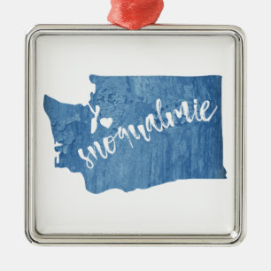 Snoqualmie Washington Wood Grain Metal Ornament