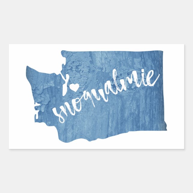 Snoqualmie Washington Wood Grain Rectangular Sticker (Front)