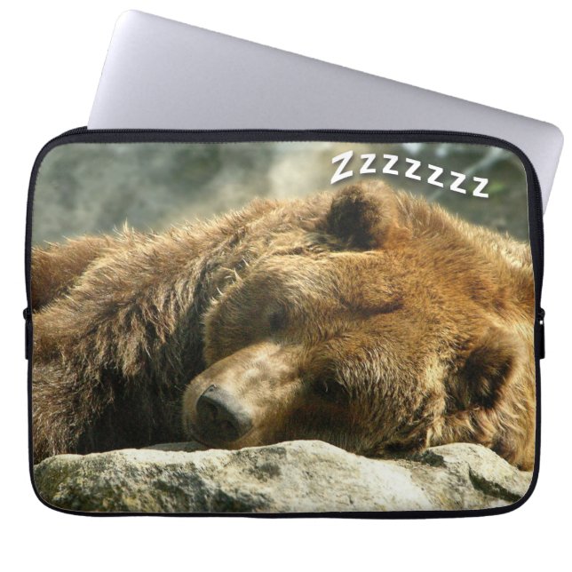 Snoring Bear Laptop Sleeve (Front)