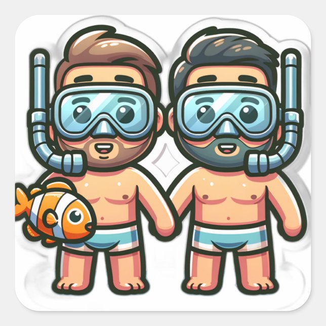 Snorkel buddies square sticker (Front)