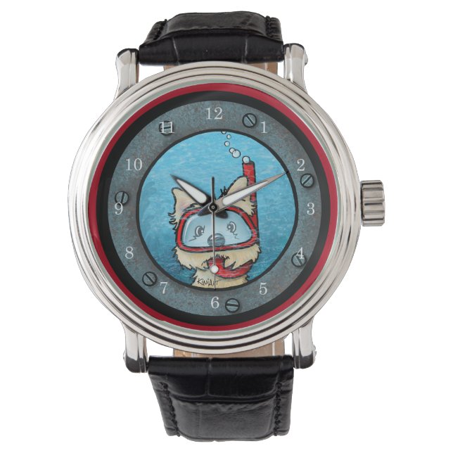 Snorkel Cairn Terrier Porthole Art Watch (Front)
