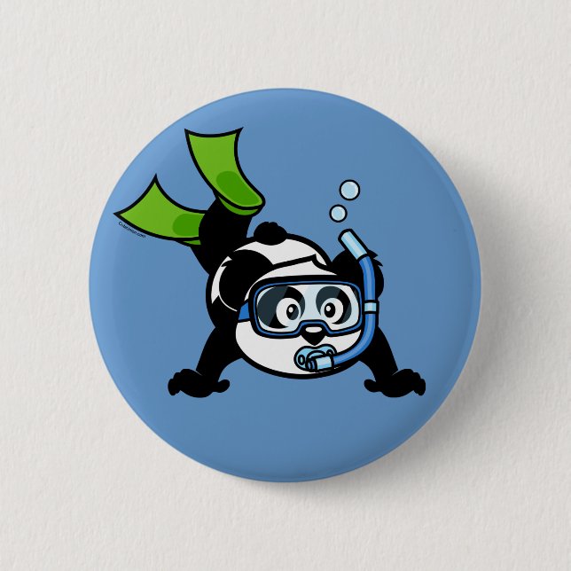 Snorkel Panda 6 Cm Round Badge (Front)