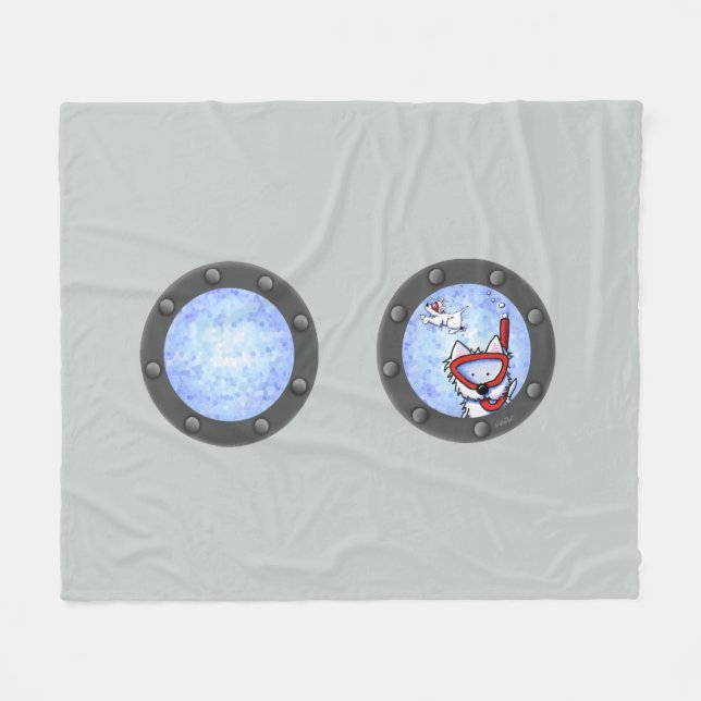 Snorkel Westie Portholes Fleece Blanket (Front (Horizontal))