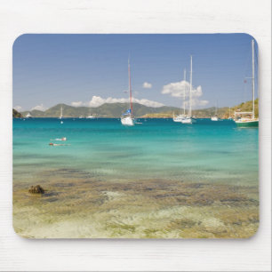 Snorkelers in idyllic Pirates Bight cove, Bight, Mouse Pad