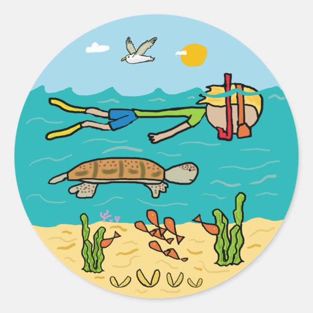 Snorkeling Classic Round Sticker (Front)