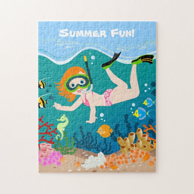 Snorkeling girl under the sea  jigsaw puzzle (Vertical)