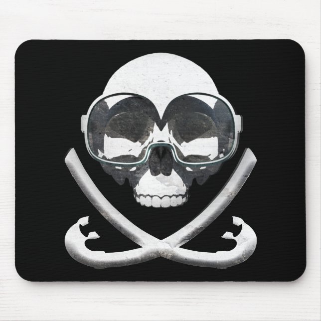 Snorkelling and Scuba Diving Pirate Skull Flag Mouse Pad (Front)