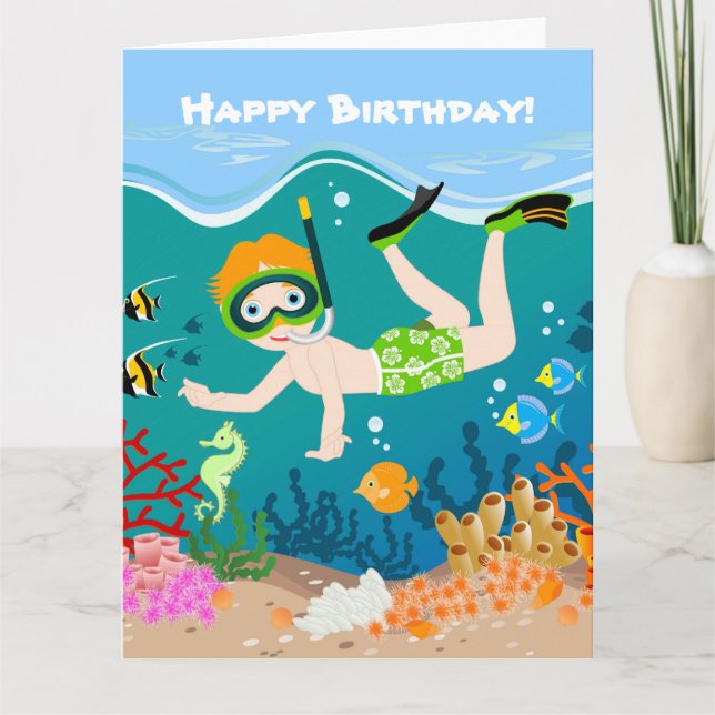 Snorkelling boy under the sea card (Front)