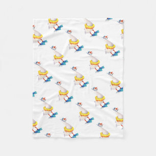 Snorkelling Canada Goose in Flippers and Swim Ring Fleece Blanket