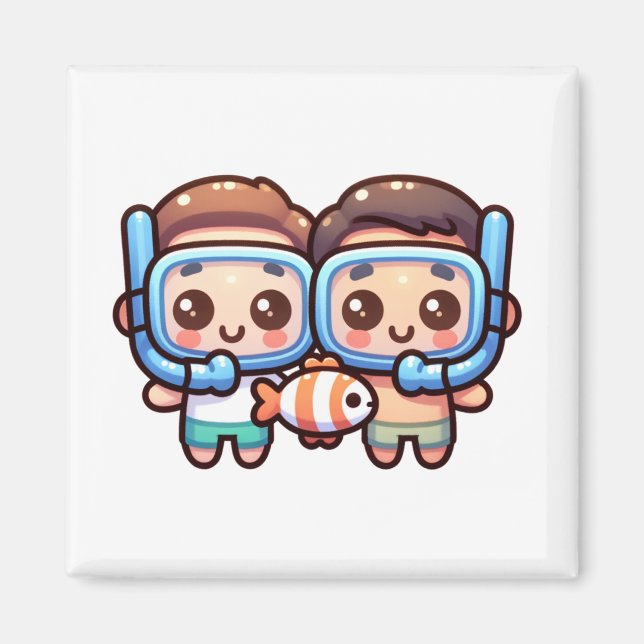 Snorkelling cuties magnet (Front)