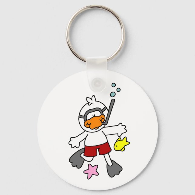 Snorkelling Duck at Beach Key Ring (Front)