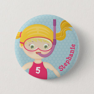 Snorkelling Girl Beach Party 6 Cm Round Badge