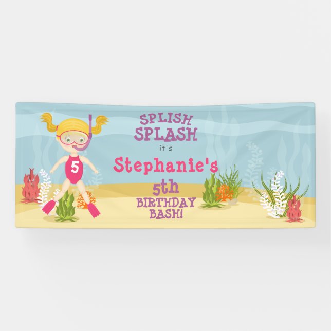 Snorkelling Girl Beach Party Banner (Horizontal)