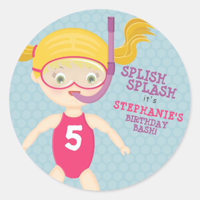 Snorkelling Girl Beach Party Classic Round Sticker (Front)