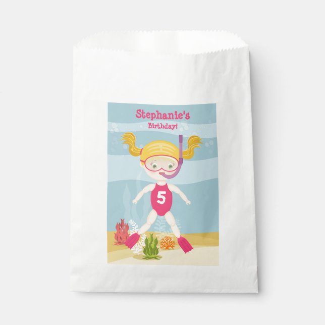 Snorkelling Girl Beach Party Favour Bag (Front)