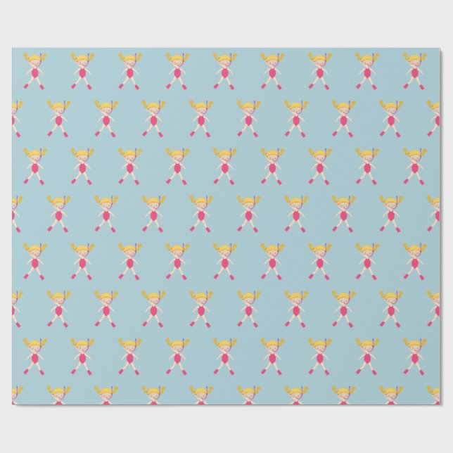 Snorkelling Girl Beach Party Wrapping Paper (Flat)