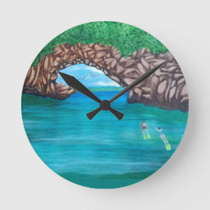 Snorkelling in Wonderland Round Clock