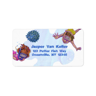 Snorkelling Kids Address Label