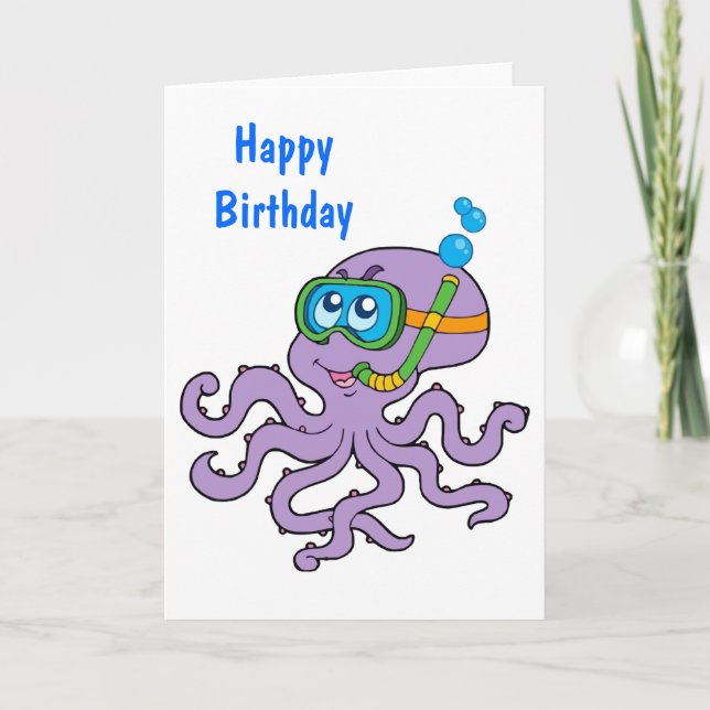 Snorkelling Octopus Birthday Card (Front)