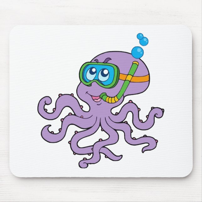 Snorkelling Octopus Mouse Pad (Front)