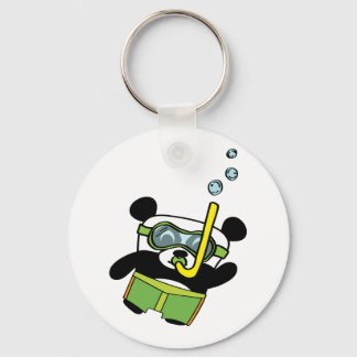 Snorkelling Panda with Goggles and Swimsuit Key Ring