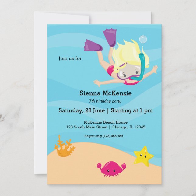 Snorkelling party invitation (Front)
