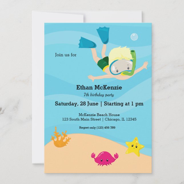 Snorkelling party invitation (Front)