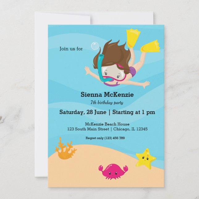 Snorkelling party invitation (Front)