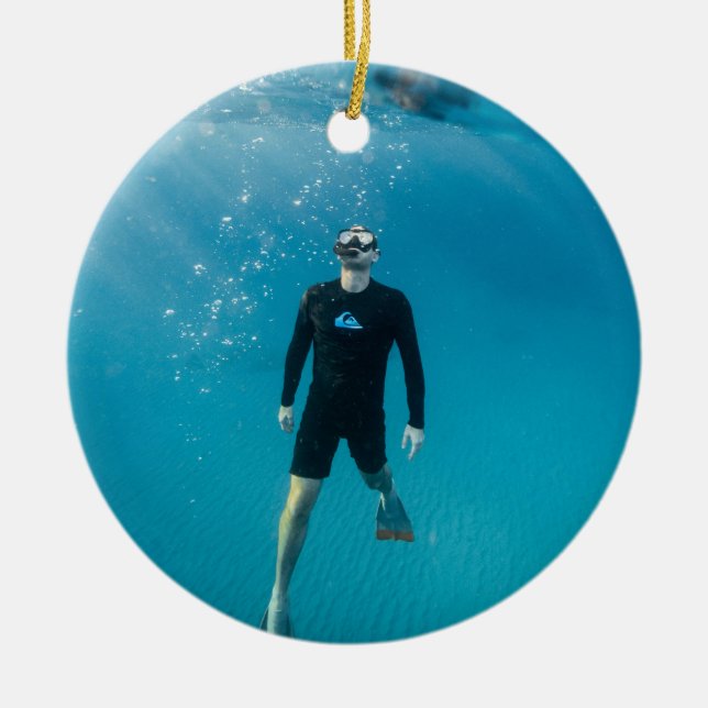 Snorkelling Personalised Photo Ceramic Ornament (Front)