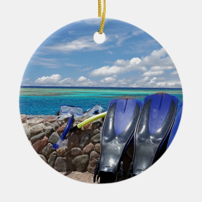 snorkelling tools ceramic ornament (Front)