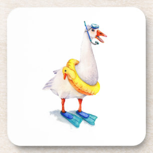Snorkelling White Goose Coaster