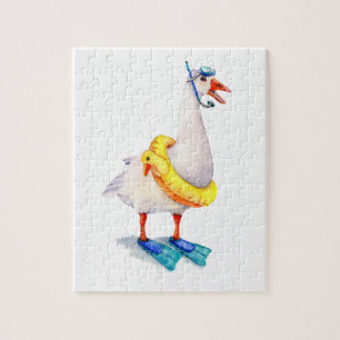 Snorkelling White Goose Jigsaw Puzzle