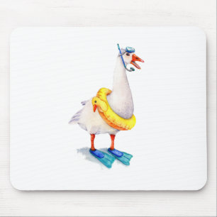Snorkelling White Goose Mouse Pad