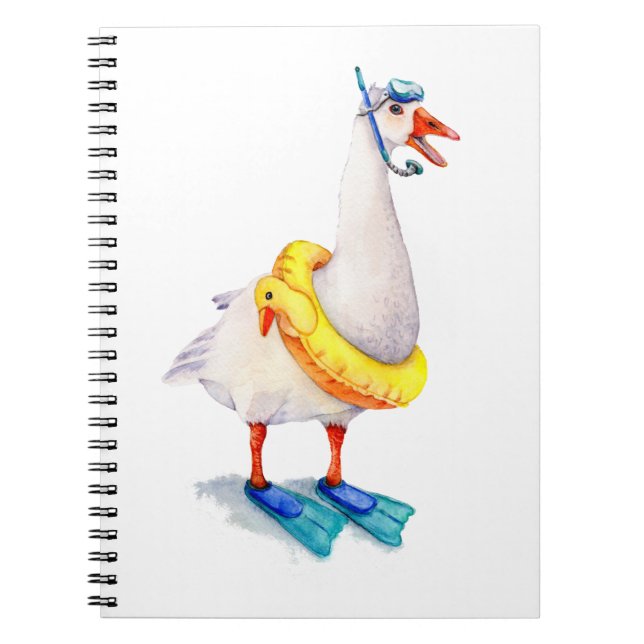 Snorkelling White Goose Notebook (Front)