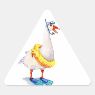 Snorkelling White Goose Triangle Sticker