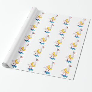 Snorkelling White Goose Wrapping Paper
