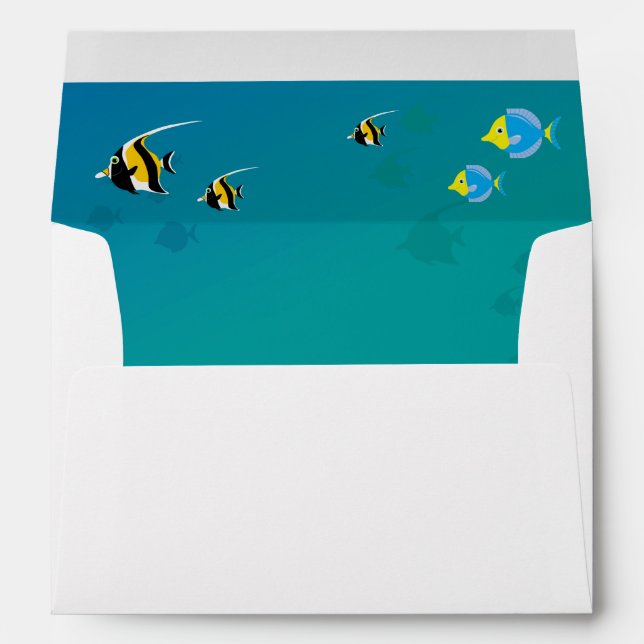 Snorkelling with tropical fish boy birthday party envelope (Back (Bottom))