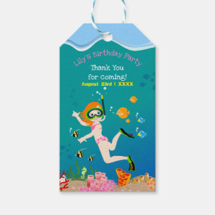 Snorkelling with tropical fish girl Birthday Party Gift Tags