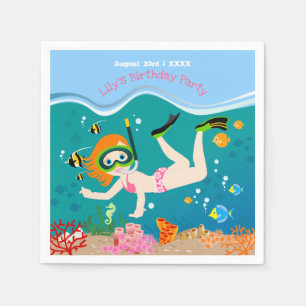 Snorkelling with tropical fish girl Birthday Party Napkin