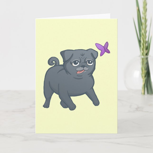 SNORT Black Pug Blank Greeting Card (Front)