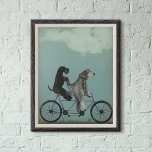 snorted tandem poster<br><div class="desc">Gray tandem by Fabfunky. Features schnauzers riding a bicycle in a whimsical, steampunk style. | 192047D</div>