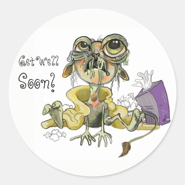Snot Goblin Get Well Soon! Classic Round Sticker (Front)