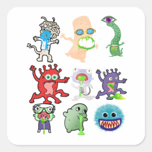 Snotty puke creatures square sticker