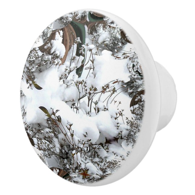 Snow Abstract Ceramic Knob (Right)