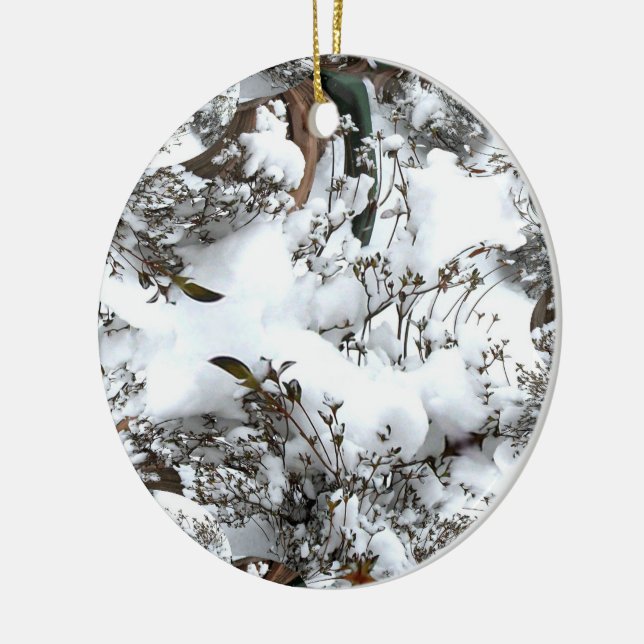 Snow Abstract Ceramic Ornament (Left)