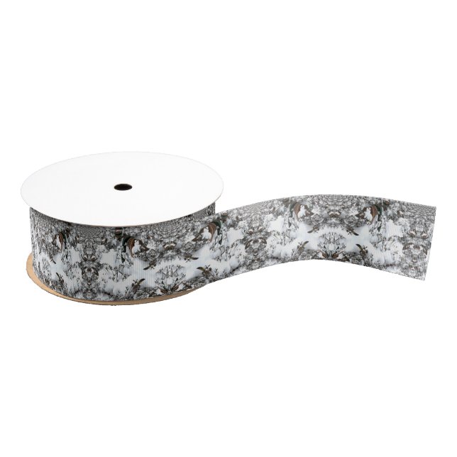 Snow Abstract Grosgrain Ribbon (Spool)